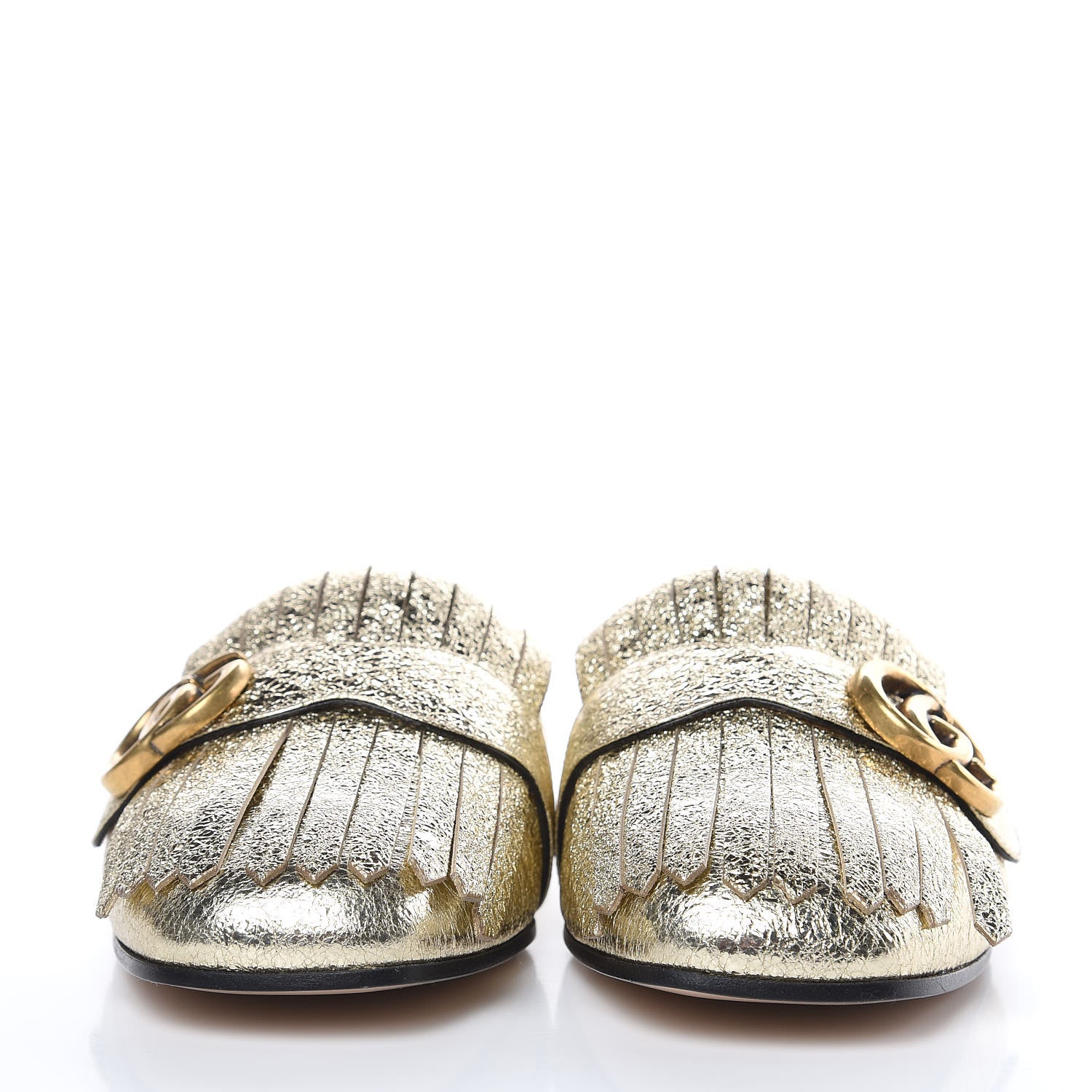 Gucci Galassia Womens GG Marmont Fringe Slippers 38.5 Platino 2 of 8