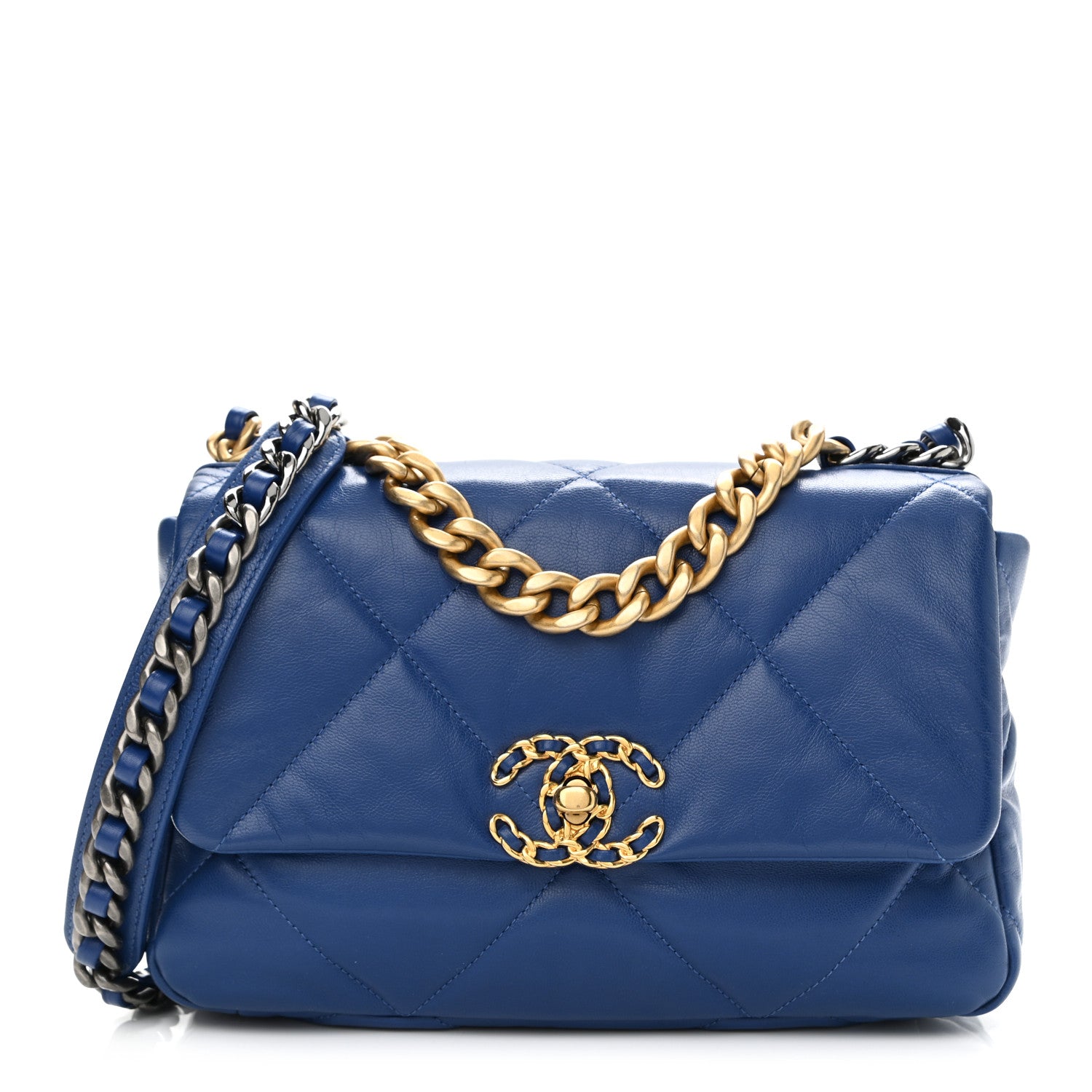Chanel Goatskin Quilted Medium Chanel 19 Flap Dark Blue 1 of 11