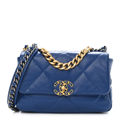 Chanel Goatskin Quilted Medium Chanel 19 Flap Dark Blue 1 of 11