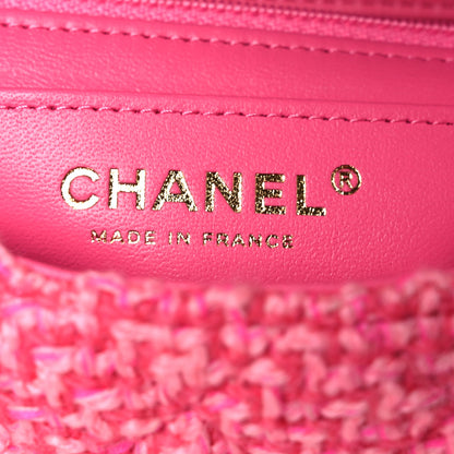 Chanel Wool Tweed Quilted Mini Rectangular Flap Dark Pink Fuchsia 6 of 13