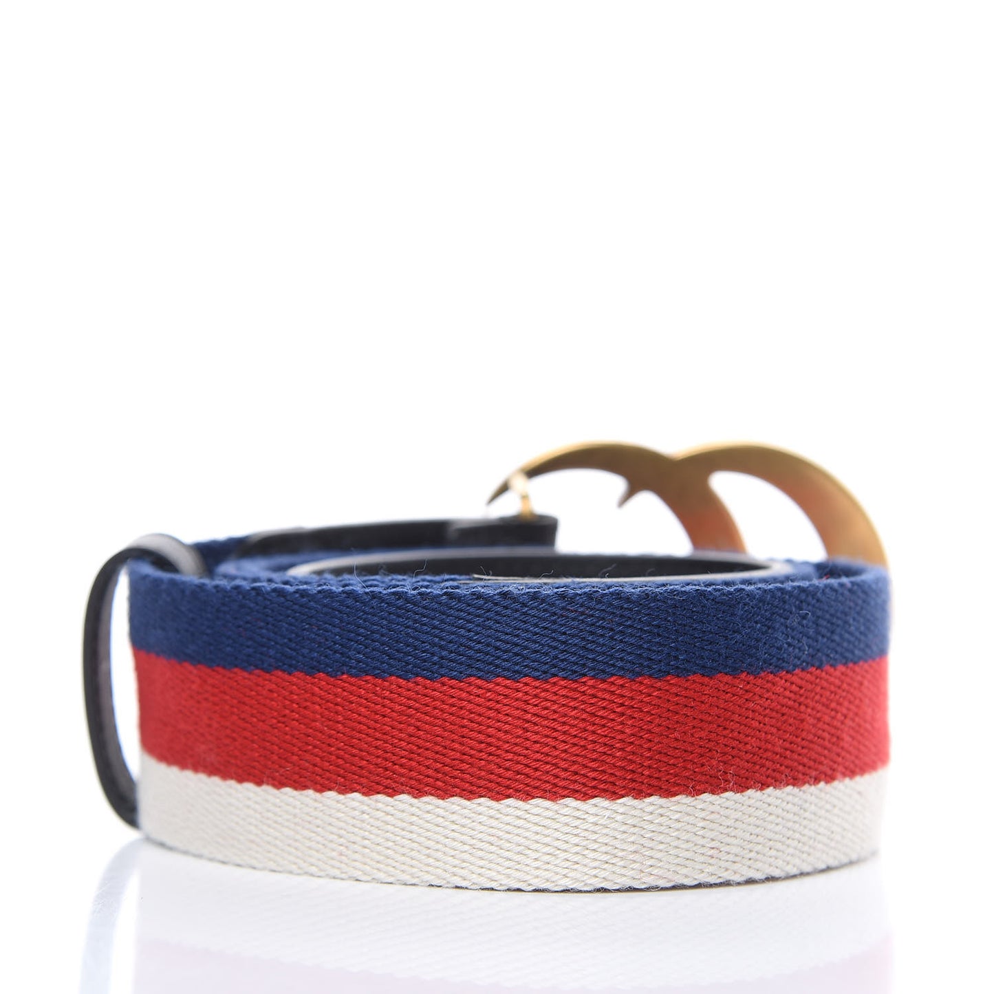 Nylon Calfskin Sylvie Web Double G 40mm Belt 85 34 Mystic White Hibiscus Red Maritime Black