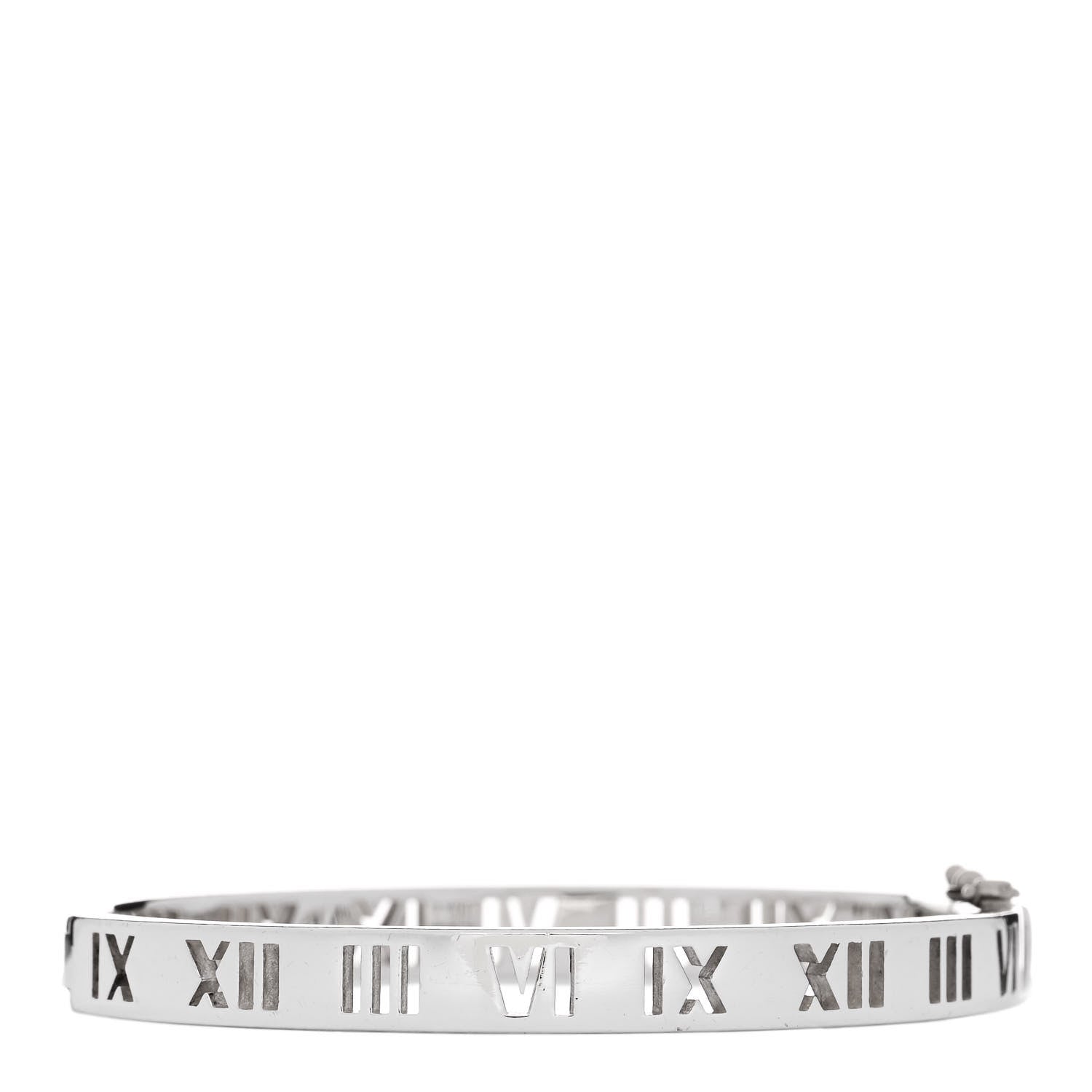 Tiffany Sterling Silver Atlas Pierced Hinged Bangle Bracelet 1 of 4