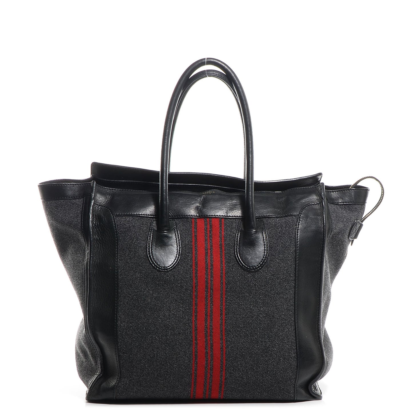 Wool Racer Stripe Medium Luggage Grey Red