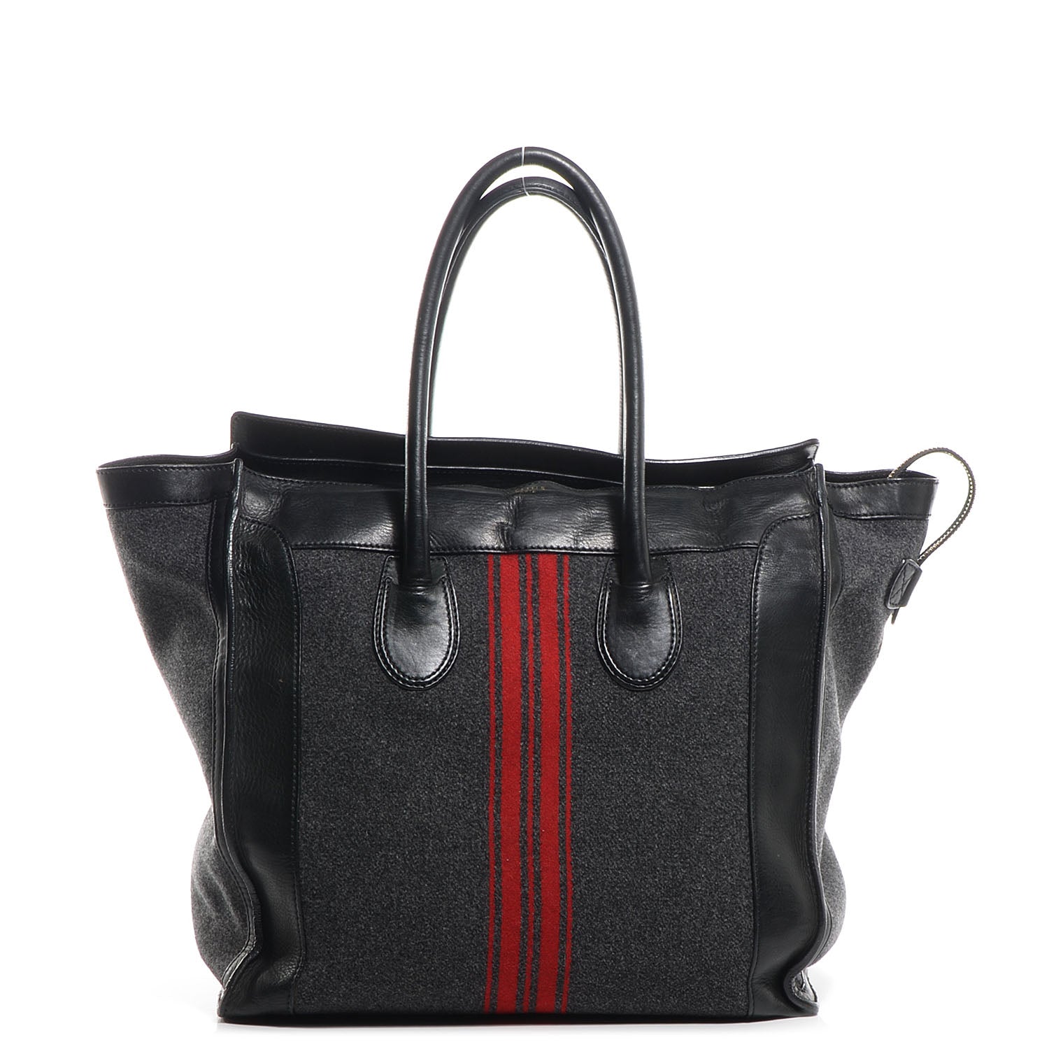 Celine Wool Racer Stripe Medium Luggage Grey Red 1 of 10