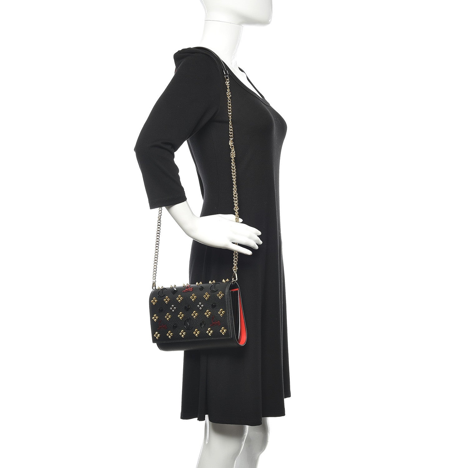 Christian Louboutin Calfskin Spikes Loubinthesky Paloma Clutch Black Multimetal 2 of 12