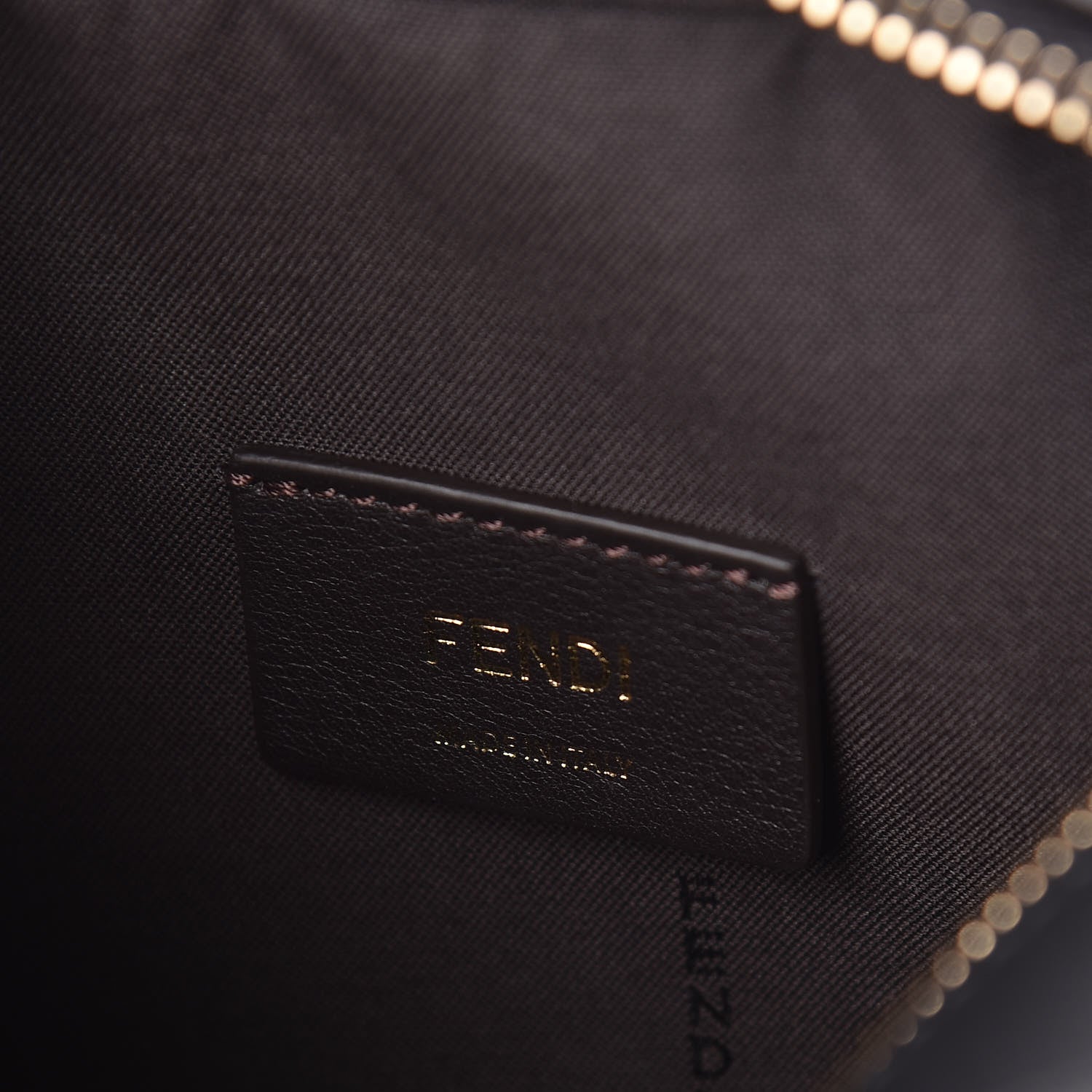 Fendi Glazed Fabric Vitello Century FF 1974 Stamp Patch Mini Camera Case Mogano Panna Black 6 of 11