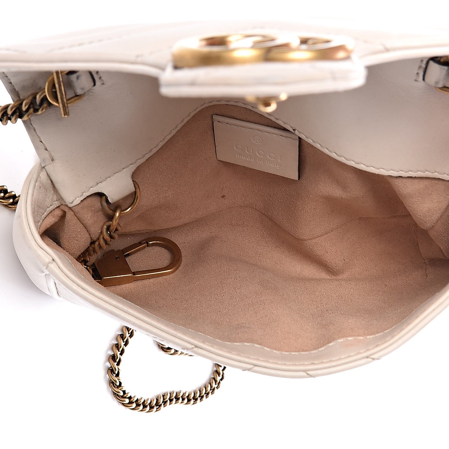 Calfskin Matelasse Super Mini GG Marmont Shoulder Bag White