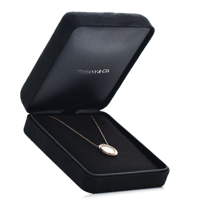 Tiffany 18K Rose Gold Diamond Mother of Pearl T Circle Pendant Necklace 5 of 5