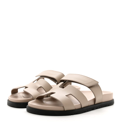 Hermes Calfskin Womens Chypre Sandals 38 Beige Mastic 3 of 8