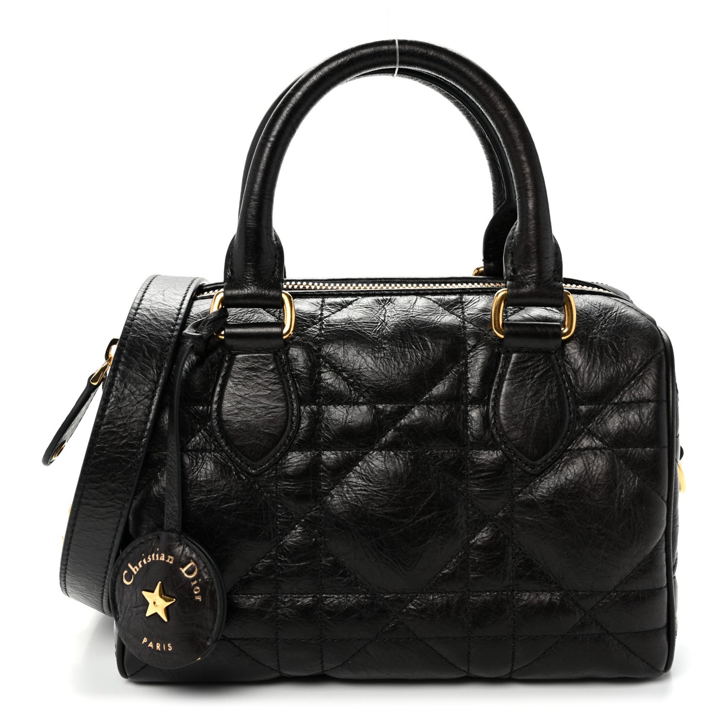 Crinkled Calfskin Macrocannage Groove 20 Bag Black