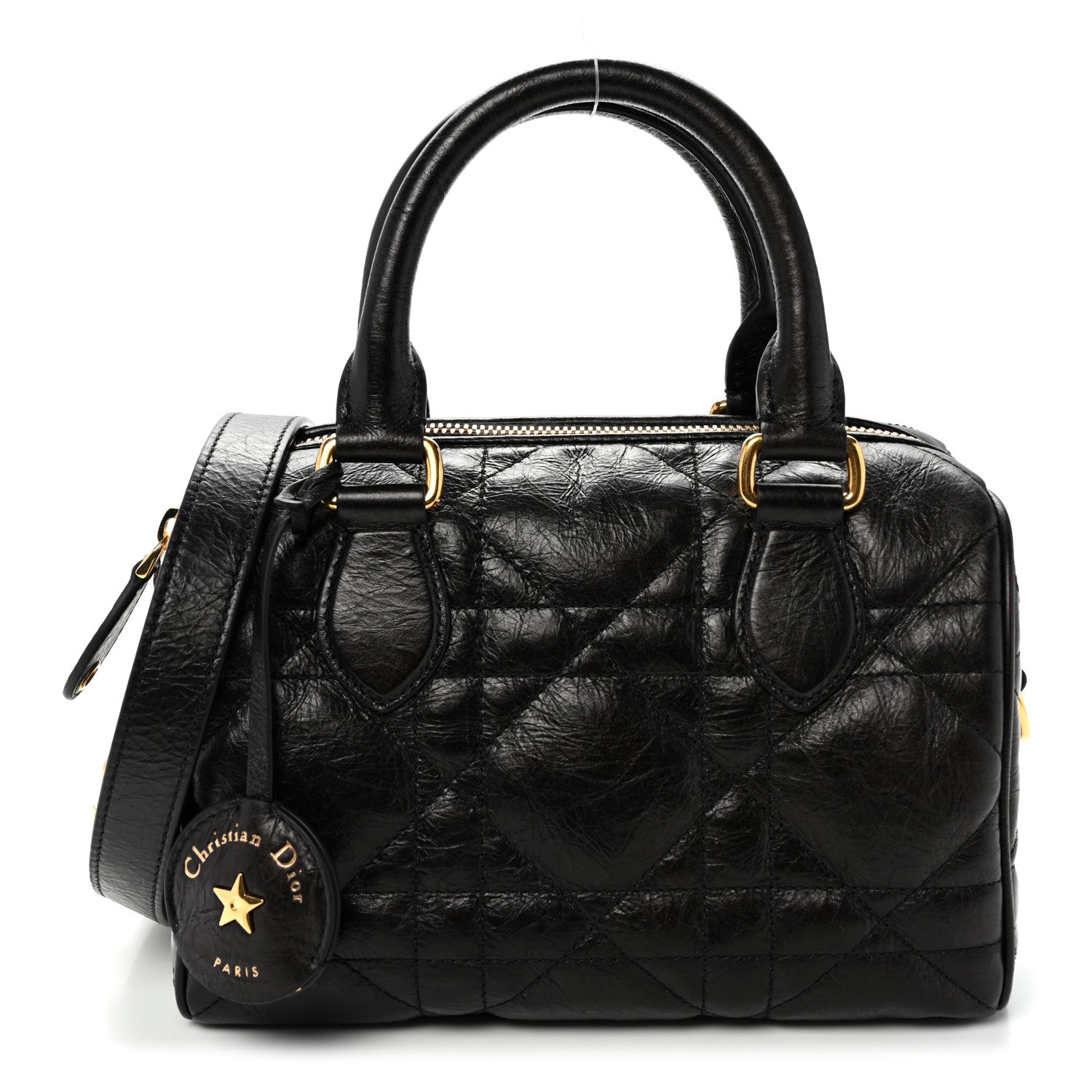 Christian Dior Crinkled Calfskin Macrocannage Groove 20 Bag Black 1 of 10