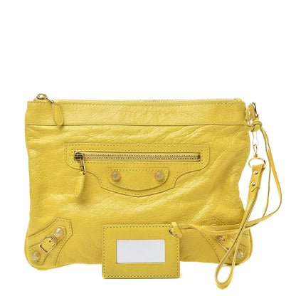 Balenciaga Agneau Giant 12 Gold Hardware Flat Handle Clutch Curry 1 of 9