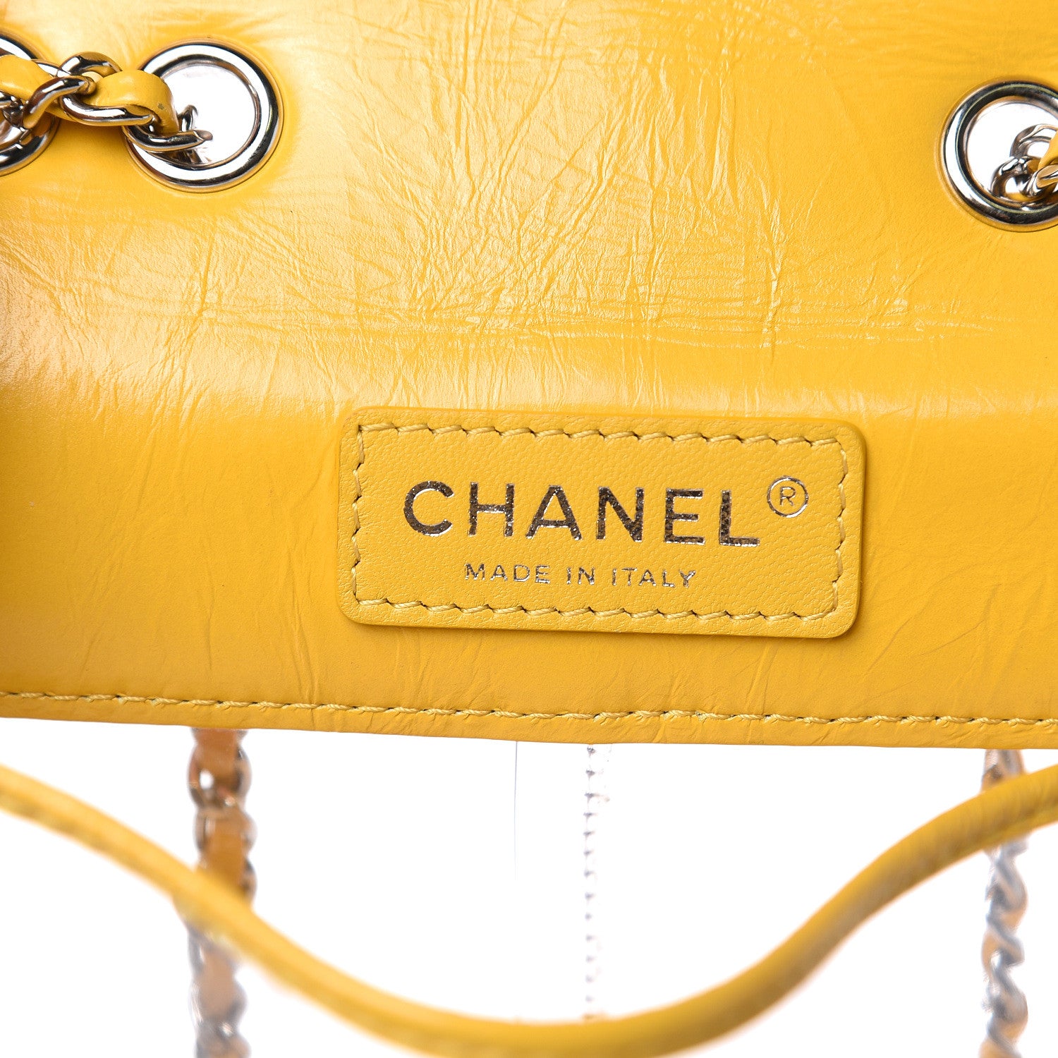Chanel Crumpled Calfskin PVC Quilted Flap Yellow 6 of 13