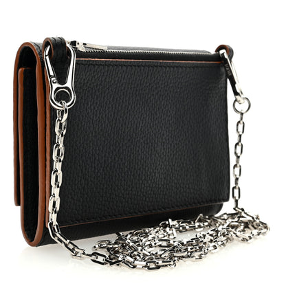 Loewe Grained Calfskin Anagram Small Wallet on Chain Black 3 of 8