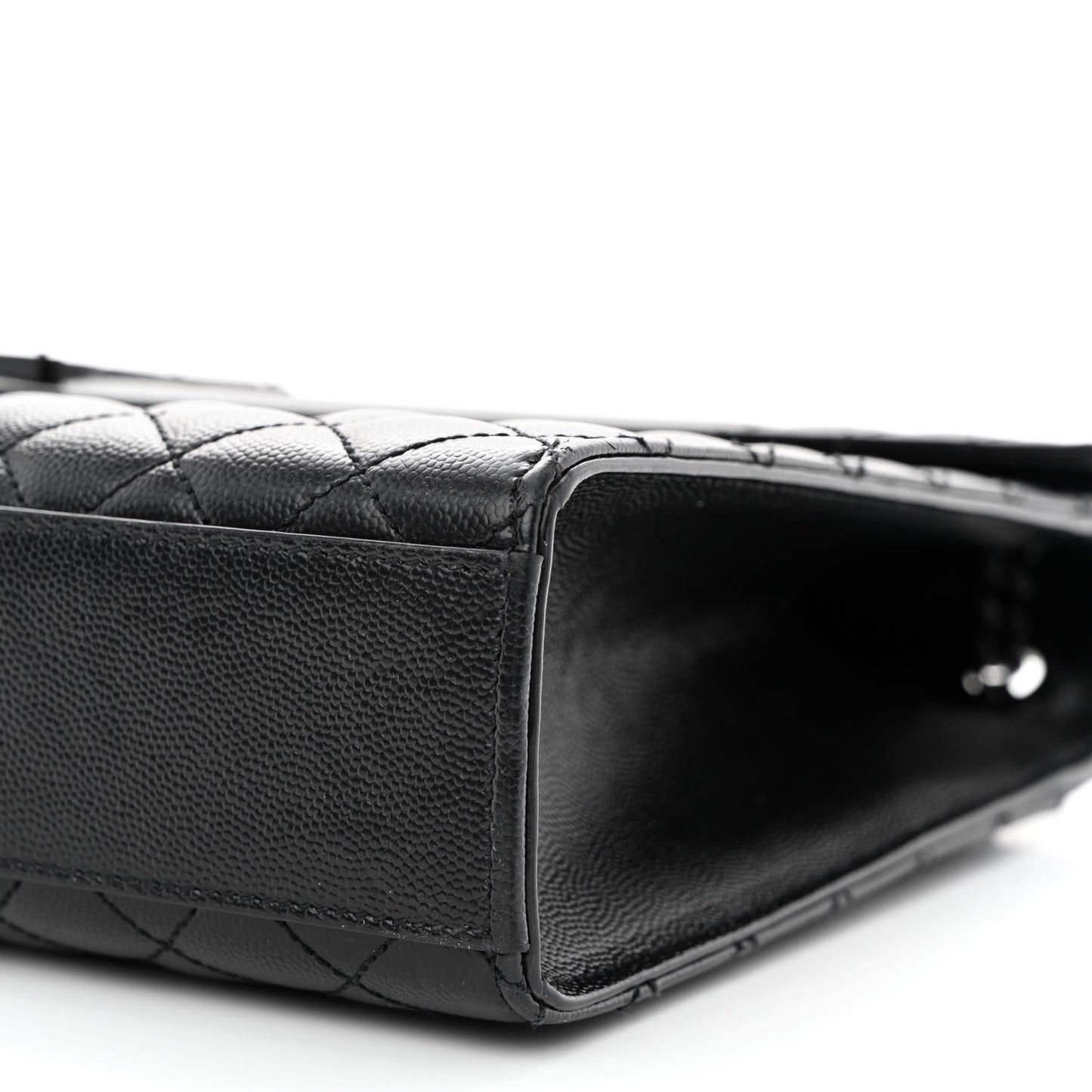 Grain De Poudre Textured Mixed Matelasse Large Triquilt Monogram Monochrome Satchel Black