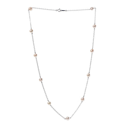 Mikimoto 18K White Gold Akoya Pearl 5.5mm Station Necklace 3 of 6
