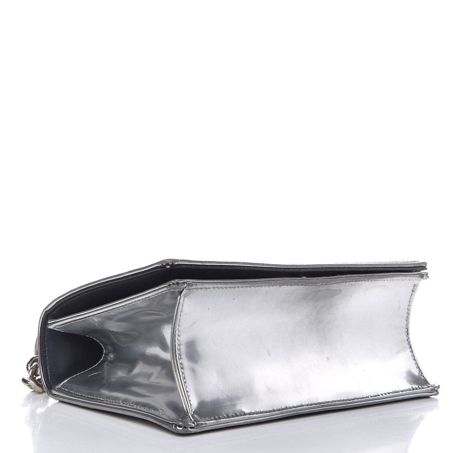 Metallic Calfskin Beaded Small Diorama Flap Bag Silver