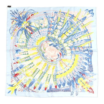 Hermes Silk Danse Pacifique Scarf 90 Bleu Ciel Vert Jaune Vif 1 of 5