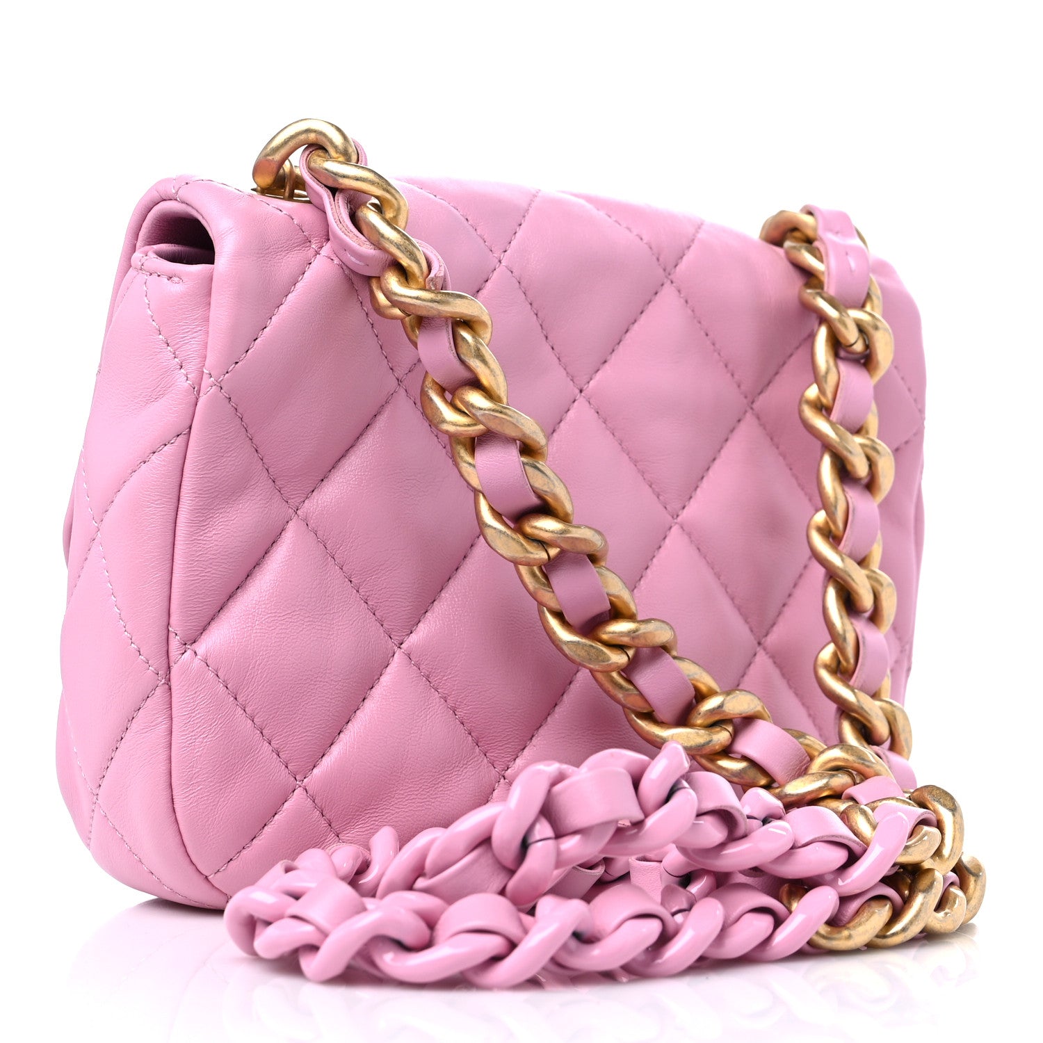 Chanel Lambskin Quilted Mini Lacquered Chain Flap Pink 2 of 8