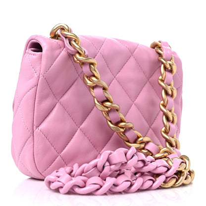 Chanel Lambskin Quilted Mini Lacquered Chain Flap Pink 2 of 8