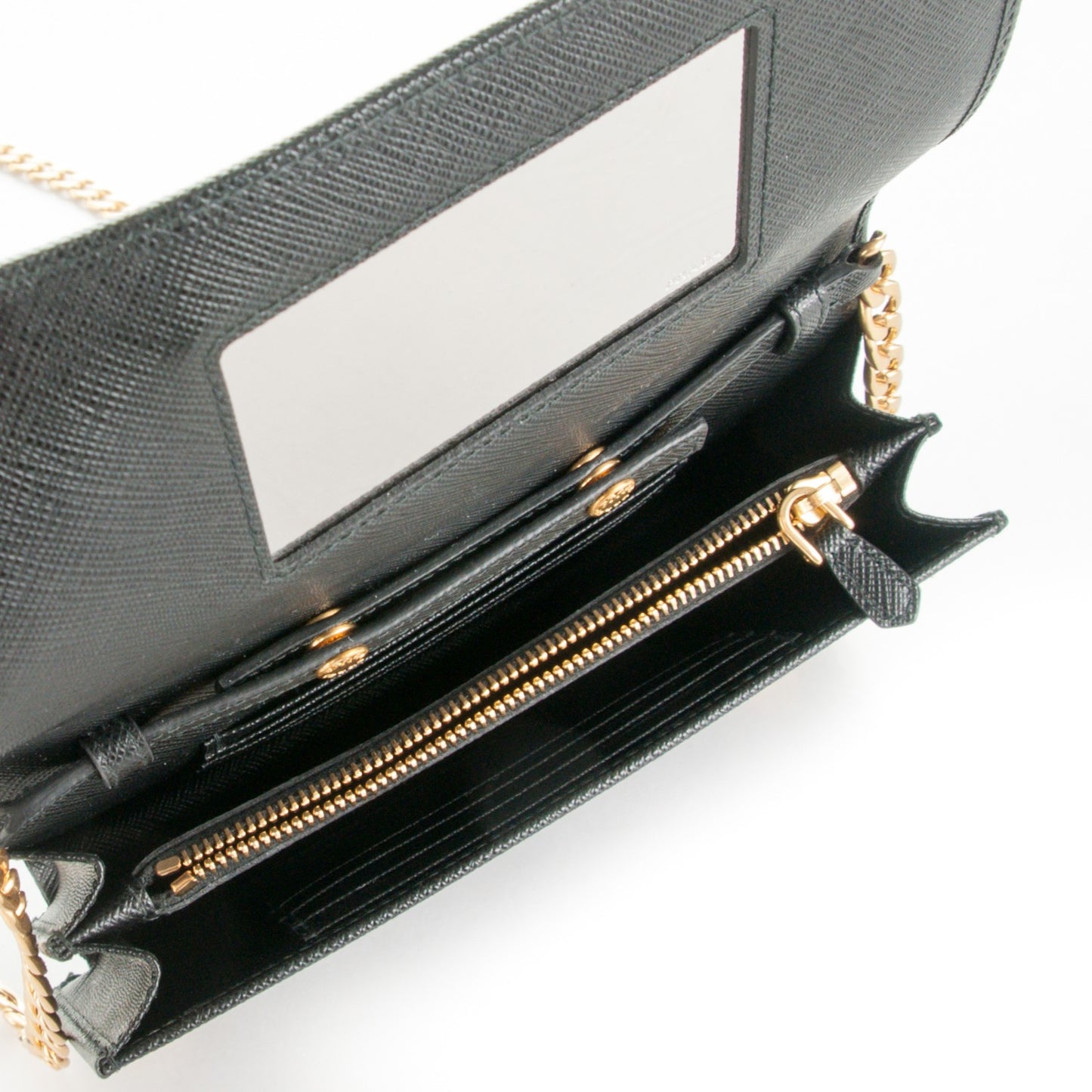Saffiano Lux Chain Wallet Nero Black