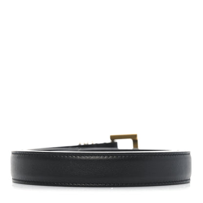 Saint Laurent Smooth Calfskin Monogram Square Buckle Belt 90 36 Black 2 of 5