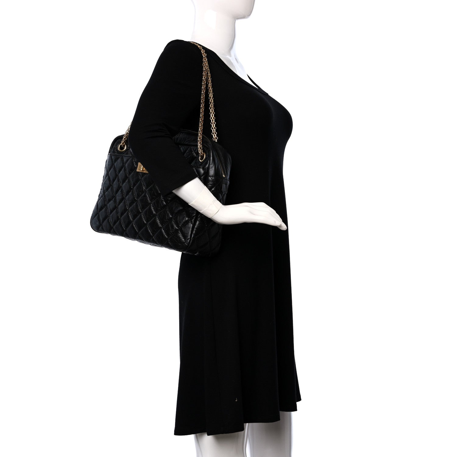 Chanel Aged Calfskin Quilted Large Reissue Camera Case Black 2 of 10