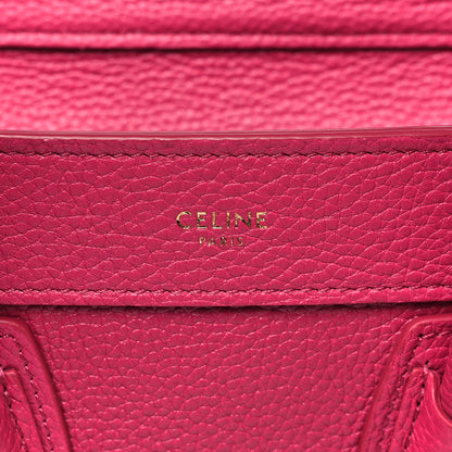Celine Drummed Calfskin Nano Luggage Fuchsia 6 of 10