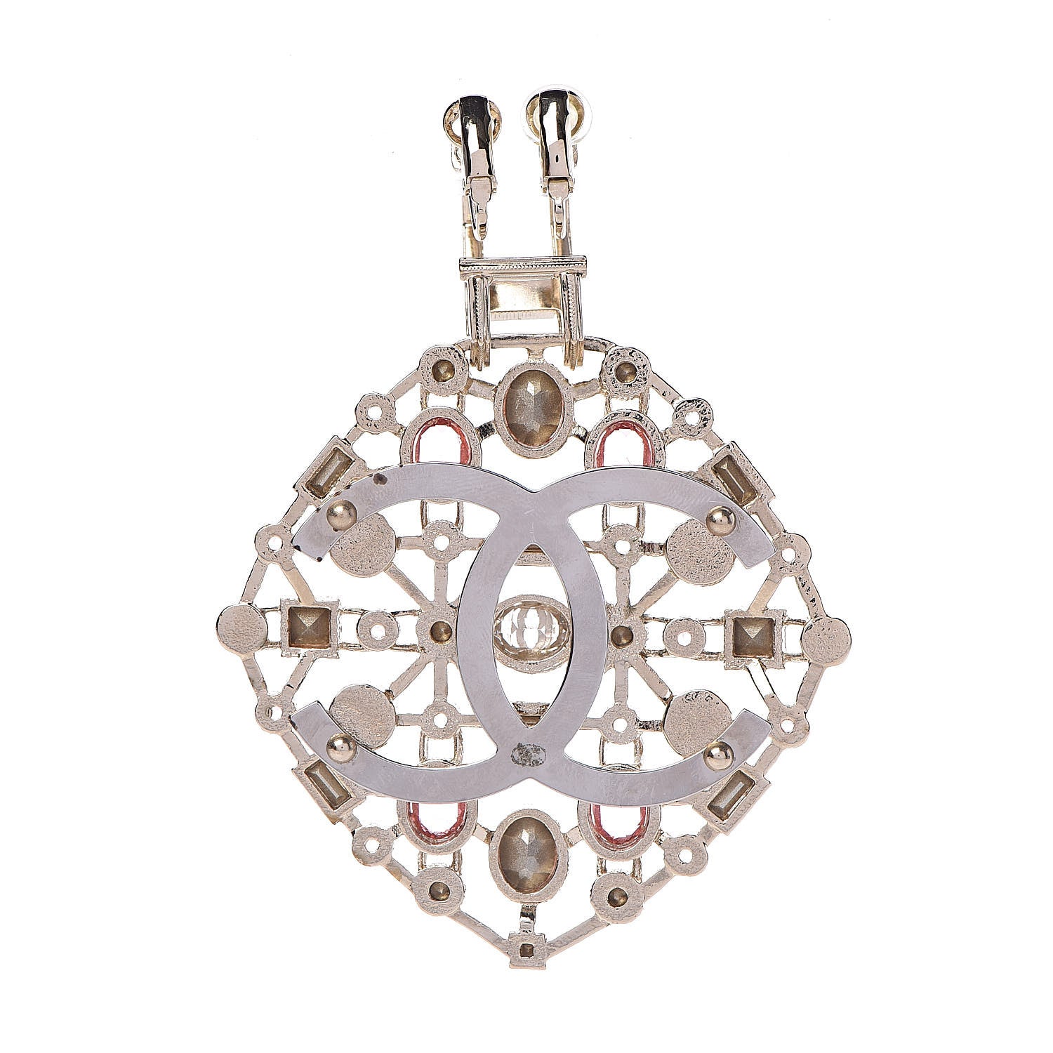 Chanel Pearl Baguette Crystal CC Brooch Gold 3 of 5