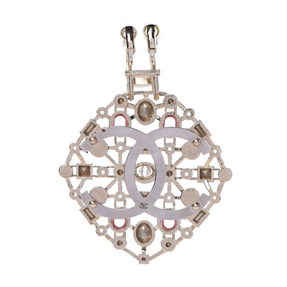 Chanel Pearl Baguette Crystal CC Brooch Gold 3 of 5