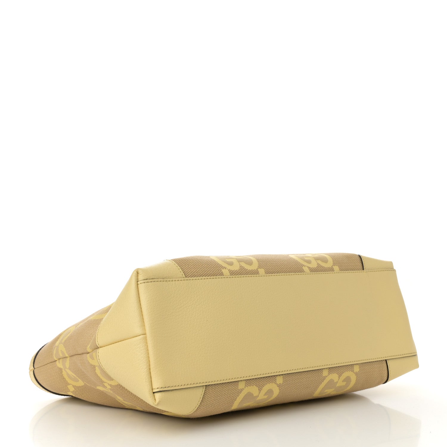 Gucci Monogram Jumbo GG Textured Dollar Calfskin Medium Ophidia Shopping Tote Beige Yellow 4 of 11
