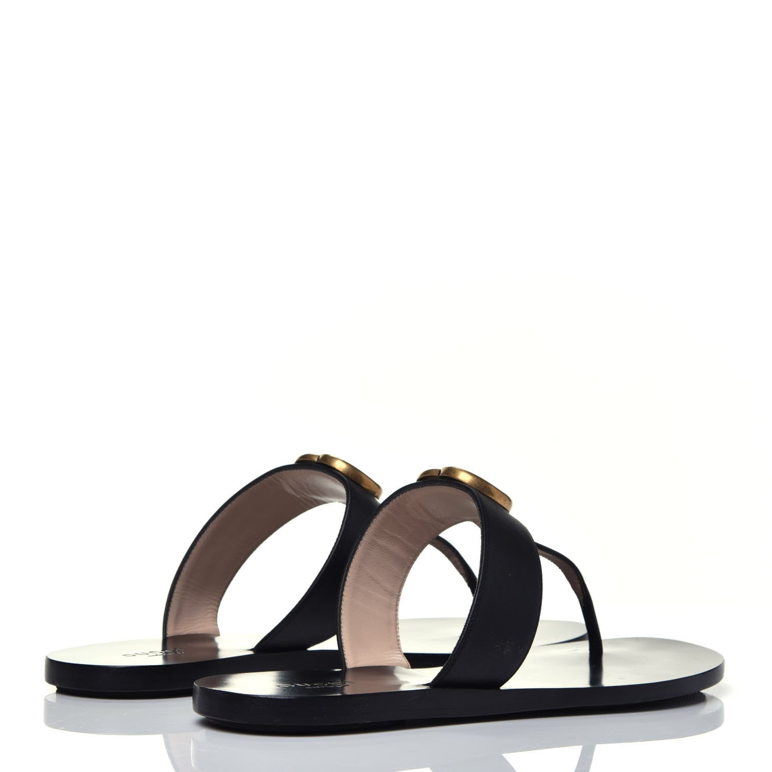 Gucci Calfskin GG Marmont Thong Sandals 38.5 Black 4 of 8