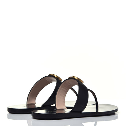 Gucci Calfskin GG Marmont Thong Sandals 38.5 Black 4 of 8