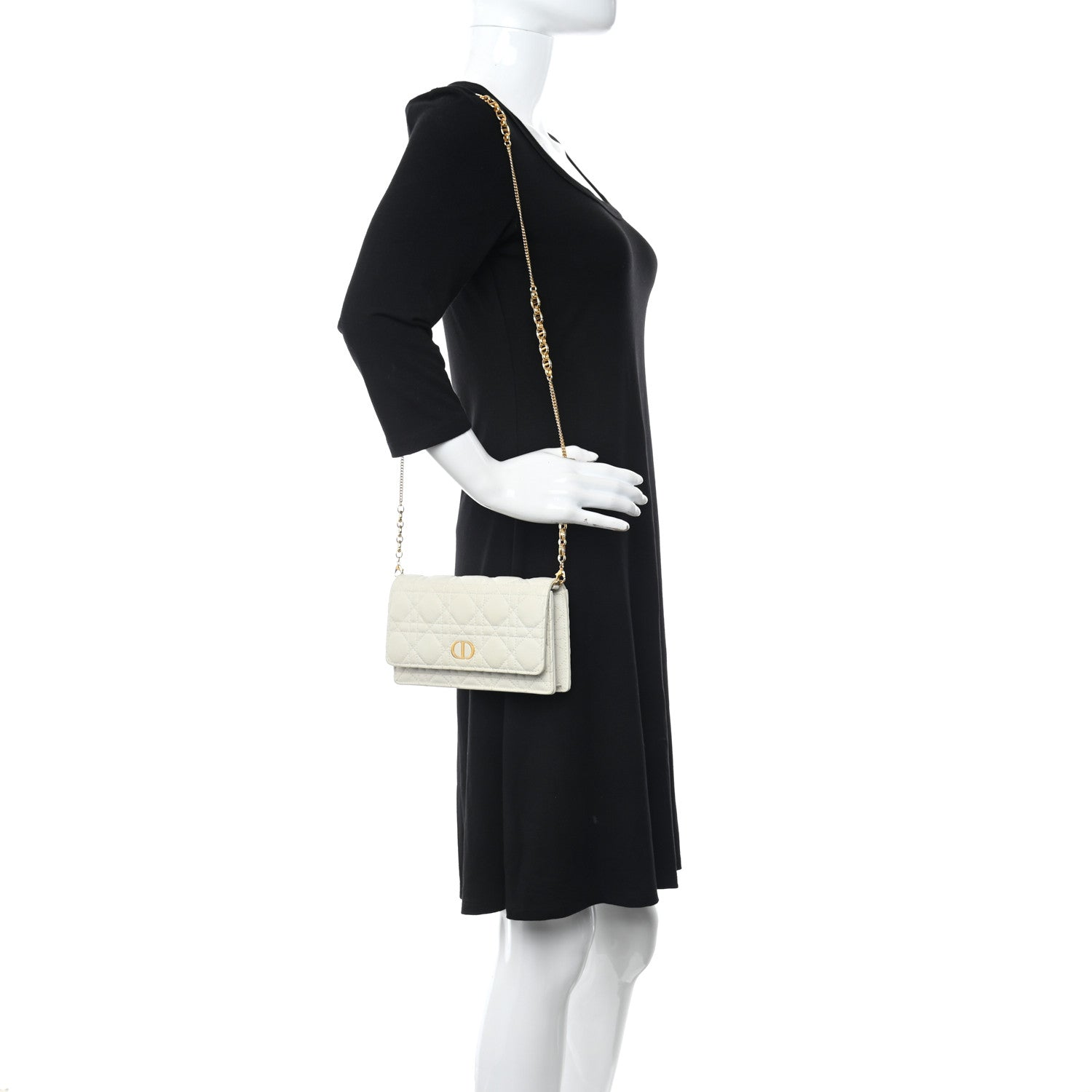 Christian Dior Supple Calfskin Caro Pouch with Chain Latte 2 of 10