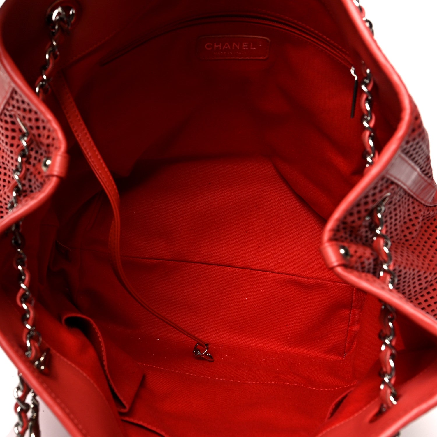 Chanel Calfskin Perforated Up In The Air North South Tote Red 5 of 10