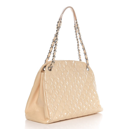 Chanel Patent Quilted Large Just Mademoiselle Bowling Bag Beige 3 of 11