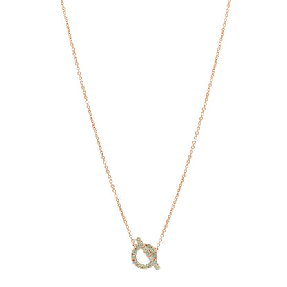 Hermes 18K Rose Gold Green Sapphire Finesse Pendant Necklace 1 of 6