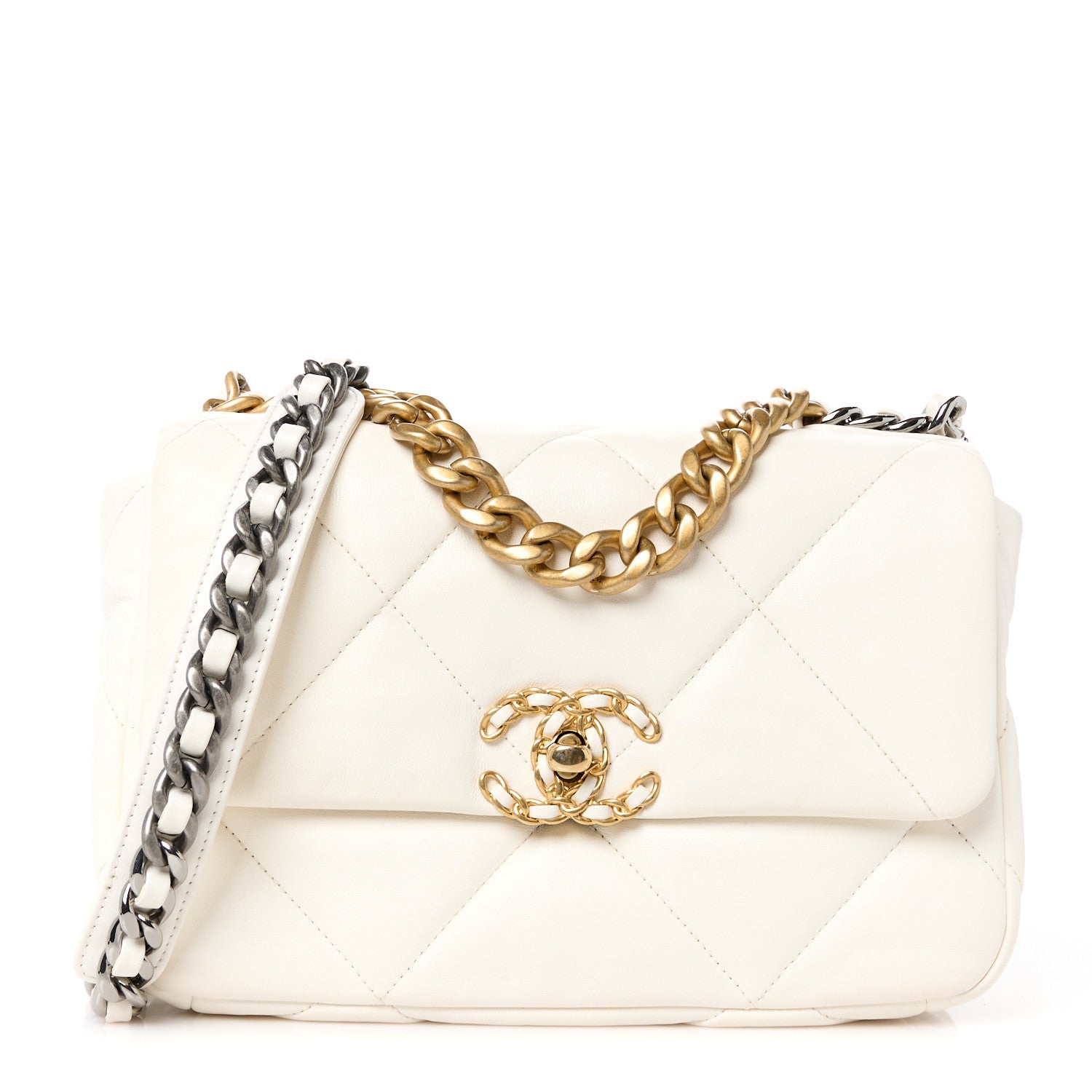 Chanel Lambskin Quilted Medium Chanel 19 Flap White 1 of 11