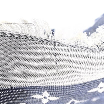 Louis Vuitton Silk Wool Monogram Denim Shawl Blue 6 of 7