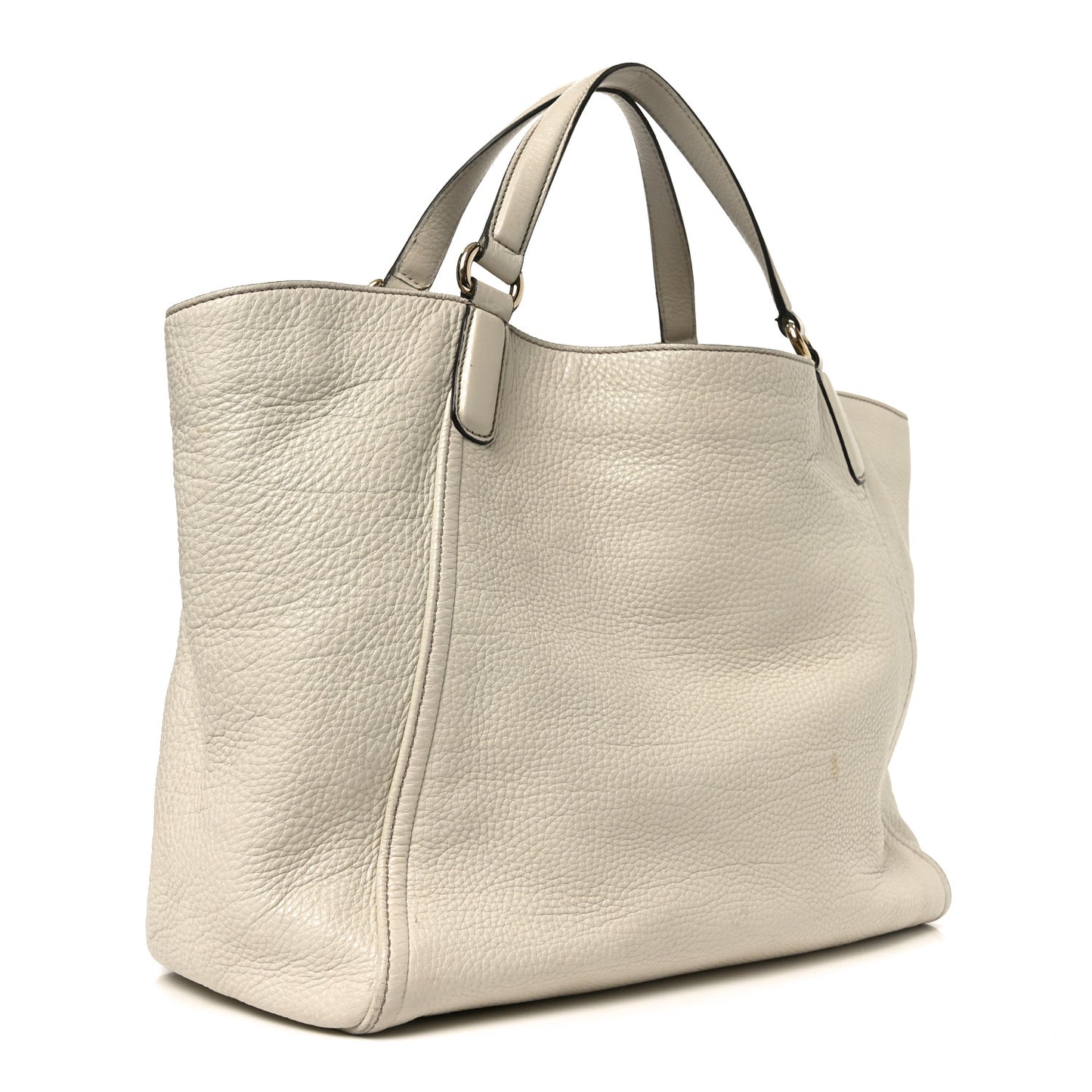 Pebbled Calfskin Medium Soho Shoulder Bag Off White