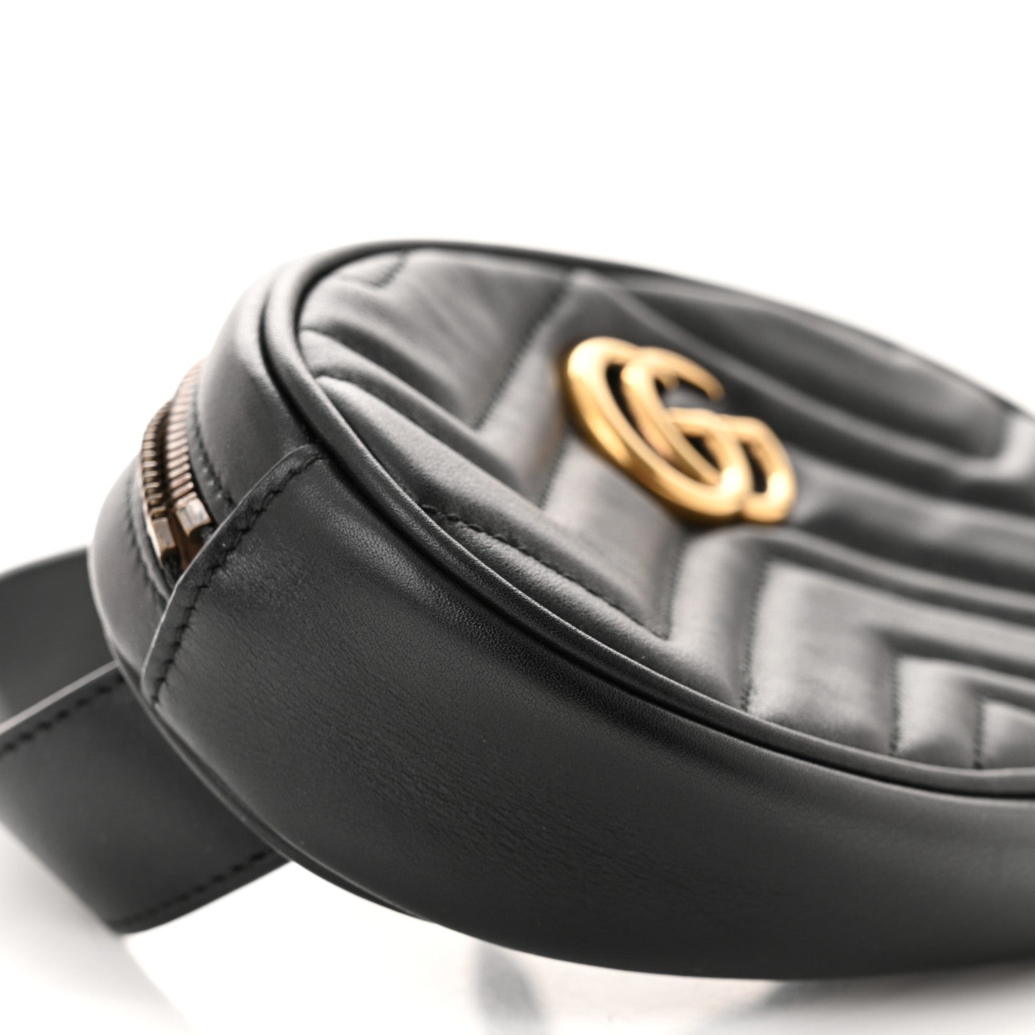 Gucci Calfskin Matelasse GG Marmont Belt Bag 85 34 Black 10 of 11