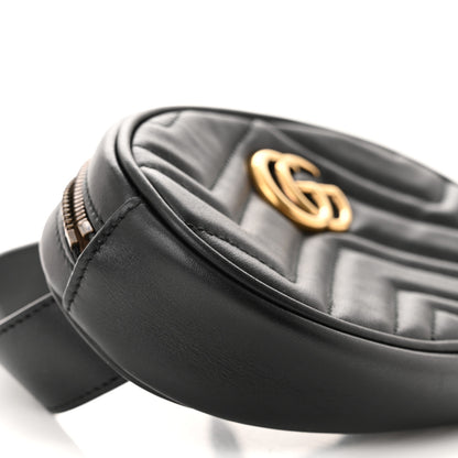 Gucci Calfskin Matelasse GG Marmont Belt Bag 85 34 Black 10 of 11