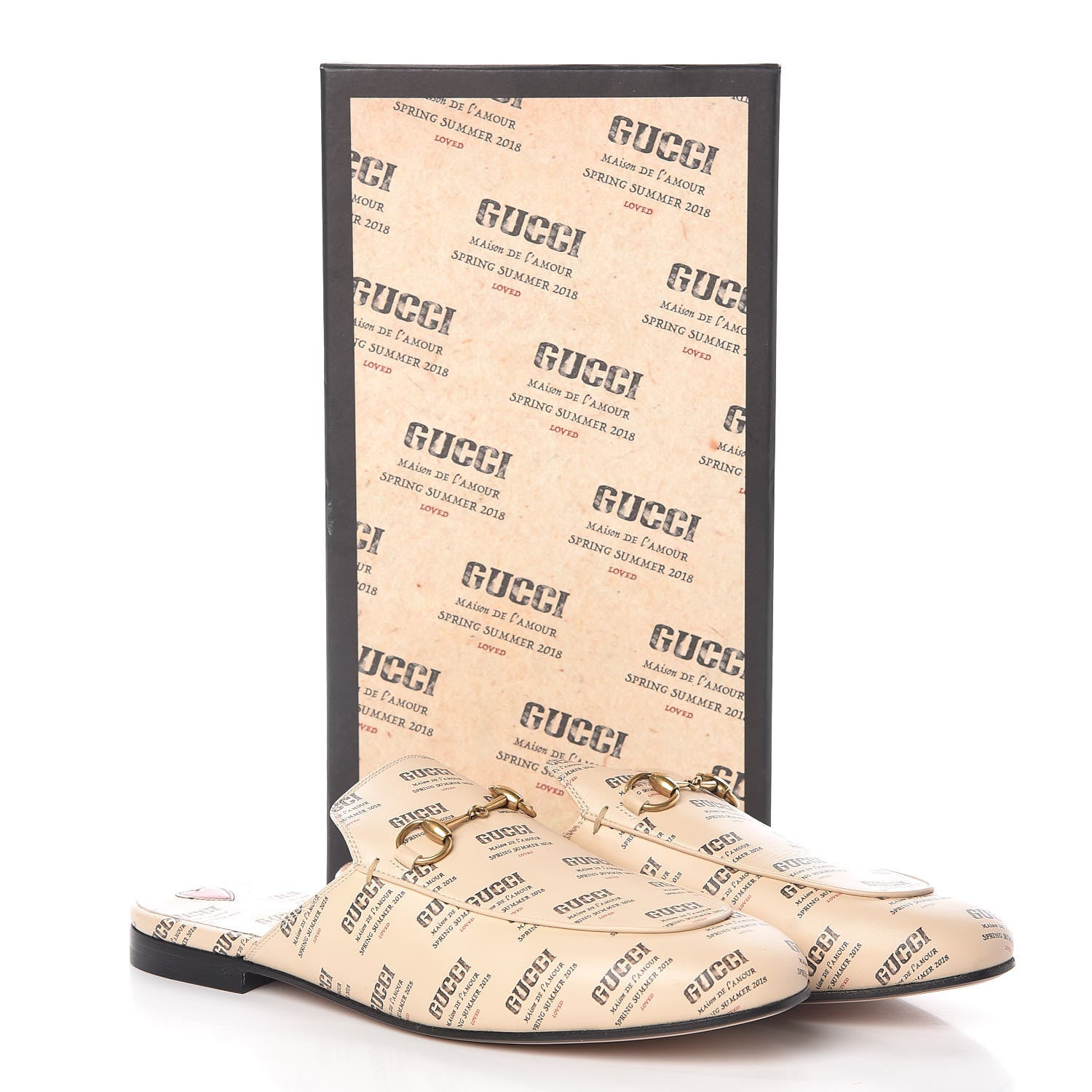 Gucci Calfskin Stamp Print Womens Princetown Slippers 40 Soy Black 8 of 8