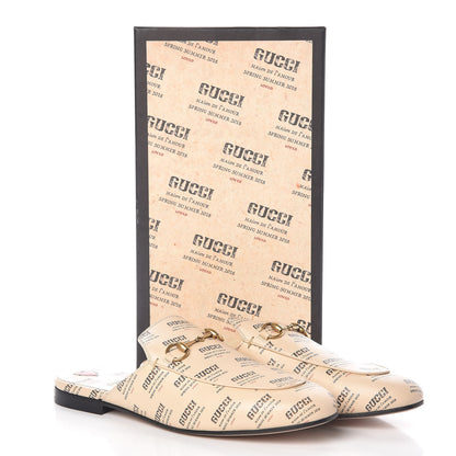 Gucci Calfskin Stamp Print Womens Princetown Slippers 40 Soy Black 8 of 8