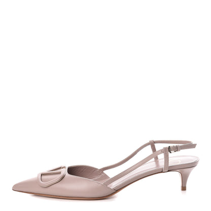 Valentino Garavani Calfskin Tonal Vlogo Slingback 40mm Pumps 37.5 Poudre 1 of 10