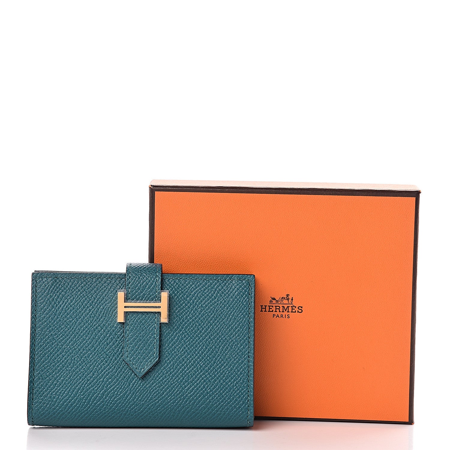 Hermes Epsom Bearn Card Holder Wallet Vert Bosphore 8 of 8