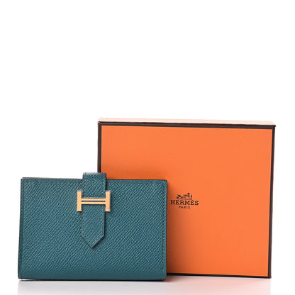 Hermes Epsom Bearn Card Holder Wallet Vert Bosphore 8 of 8