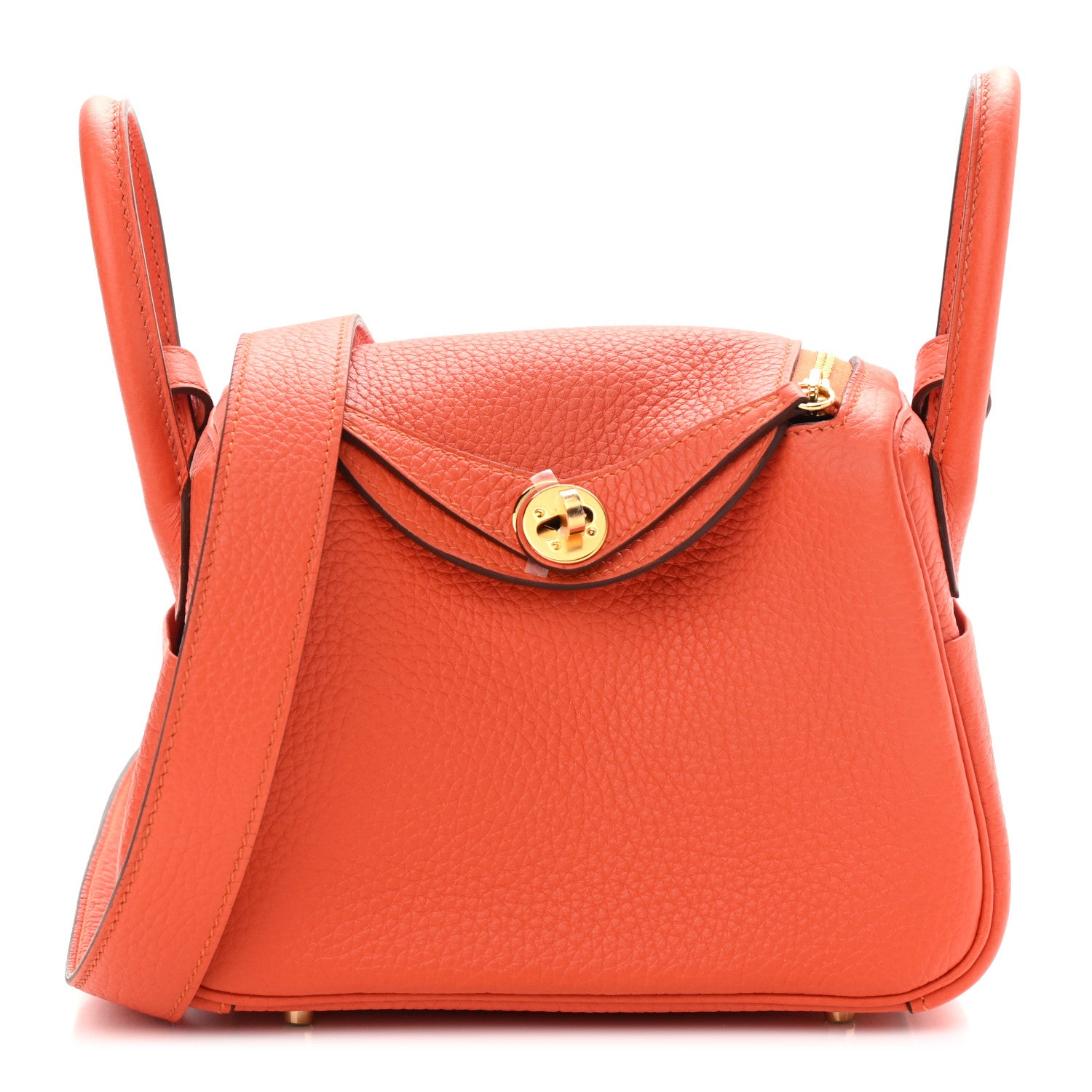 Hermes Taurillon Clemence Mini Lindy 20 Feu 1 of 11