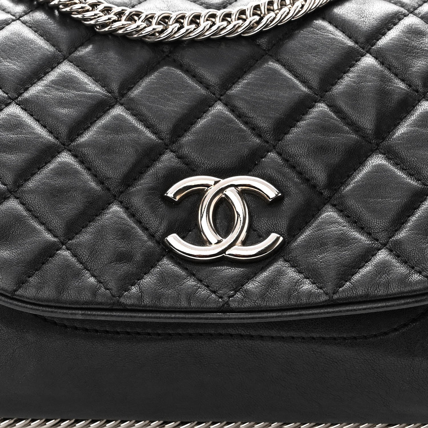 Chanel Washed Lambskin Quilted Bijoux Chain Accordion Flap Black 11 of 13