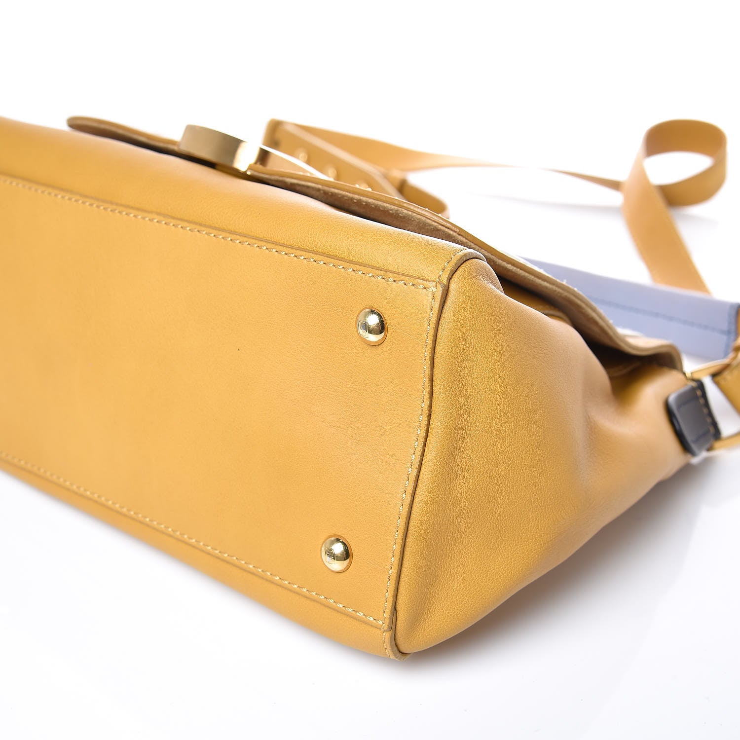 Fendi Calfskin Colorblock Anna Shoulder Bag Yellow White 11 of 14